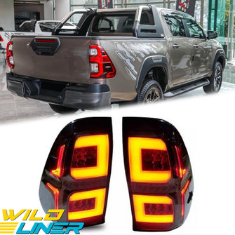 LED Smoked Black Rear Tail Light for Toyota Hilux SR5 SR N80 2015-On Dual Cab