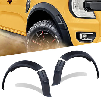 4pcs Front Fender Flares For 2022-2024 Ford Ranger PY Next Gen Matte Black Front Wheel Arch Trim w/o Sensor Cutout