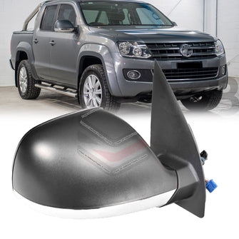 RH Right Hand  Driver Side Electric Door Mirror Texture Black Top / Chrome Bot For VW Amarok 2010-2013