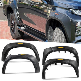 4pcs Matte Black Fender Flares Guard Trim Protector For Mitsubishi Triton MR 2019-2022  Dual Cab