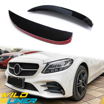Glossy Black Front Bumper Flaps Vents Canards For Mercedes Benz W205 C43 AMG 2019-2021 pz12