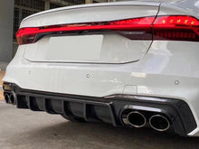 Carbon Fiber Look Rear Diffuser + Black Exhaust tips For Audi A7 4K8 Sedan Sline 2019-2023 di154
