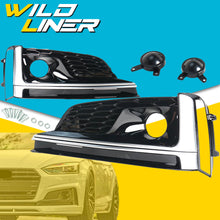 Black+Chrome Fog Light Grille Bezels For Audi A5 S-Line S5 2018 2019