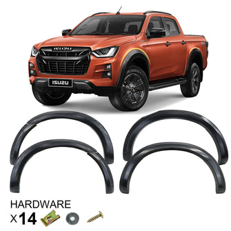 6pcs Matte Black Slim Style Fender Flares Guard for Isuzu D-Max RG DMAX Dual Cap 2021-2023 Front & Rear