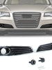 Black+Chrome Fog Light Grille Covers Left+Right Audi A8 D4 2011-2014