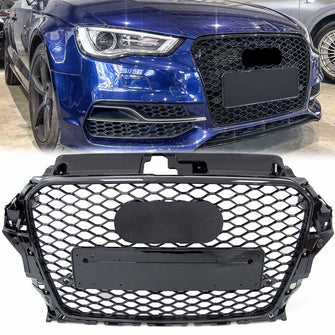 Gloss Black Sport Mesh Honeycomb Front Grille For Audi A3/S3 8V 2013–2016