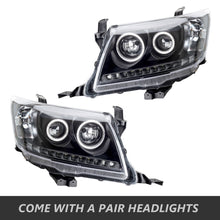 Pair Black LED HALO Projector Angel Eyes Head Lights For Toyota HILUX 2011-2015