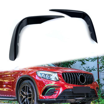 Gloss Black Front Splitter Fog Light Trim Flaps For Mercedes GLC X253 C253 AMG 2016-2019