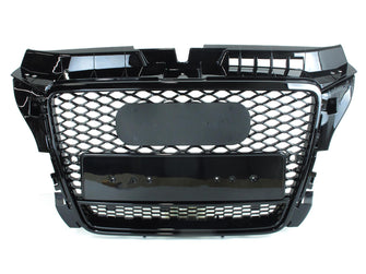 Gloss Black RS3 Style Honeycomb Front Grille For Audi A3 8P 2009–2013
