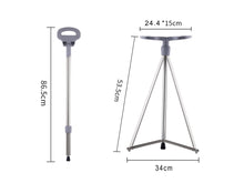 Adjustable Hiking Poles Foldable Trekking Poles Metal Crutches with Seat for Hiking Travelling Walking