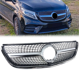 Chrome Diamond Front Bumper Grille For Mercedes V-Class W447 Pre-Facelift 2014–2019