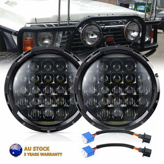 Pair 7''Inch 210W Round LED Headlights Hi/Lo Beam DRL Headlamps for Nissan Patrol GQ