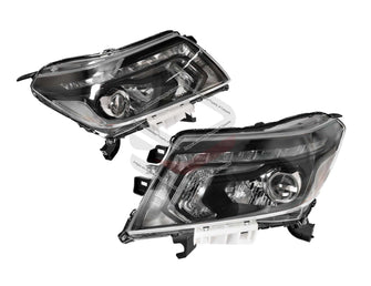 Pair LH+RH Head Light Front Lamp LED Black For Nissan Navara NP300 D23 2015-2021