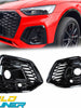 Pair Front Bumper Fog Light Grille Covers Gloss Black Audi Q5 S-Line SQ5 2021-2025