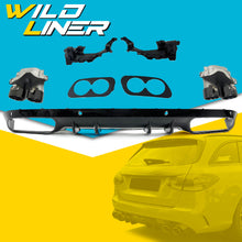 C43 Style Rear Diffuser + Round Tips for Mercedes W205 C200 C250 C300 Sedan 2015-2021 Non-AMG