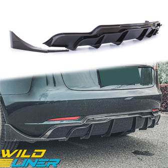 3PCS Carbon Fiber Look Rear Diffuser for Tesla Model 3 2017-2023 di140