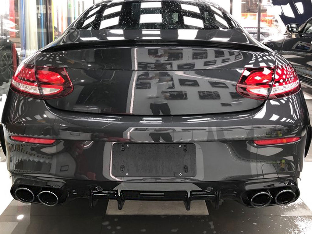 C43 AMG Look Rear Diffuser + Exhaust Tips for Mercedes W205 C205 Coupe ...