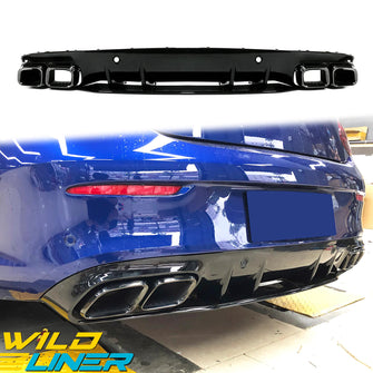 Rear Diffuser Black Exhaust Tips for Mercedes W205 C205 Coupe A205 Cabrio C300 C43 AMG Pack di18