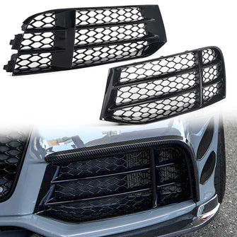 Gloss Black Fog Light Grille Covers Left+Right Audi RS5 2010-2016