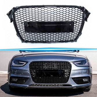 RS4 Style Honeycomb Front Grille Badgeless For Audi A4 S4 B8.5 2013–2016