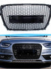RS4 Style Honeycomb Front Grille Badgeless For Audi A4 S4 B8.5 2013–2016