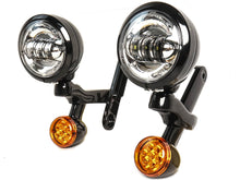 4.5'' Auxiliary LED Spot Fog Light Fit (Black Housing + Chrome Lamp) For Harley Street Glide 1994-2023