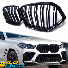 Glossy Black Dual Slats Front Bumper Kidney Grille for BMW X6 G06 2020-2023 fg117