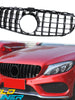 Gloss Black GT Front Grille For Mercedes-Benz W205/C205 Sedan & Coupe 2015–2018 (No Camera)