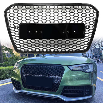 RS5 Style Badgeless Gloss Black Honeycomb Front Grille For Audi A5 S5 B8.5 2013–2016