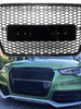 RS5 Style Badgeless Gloss Black Honeycomb Front Grille For Audi A5 S5 B8.5 2013–2016