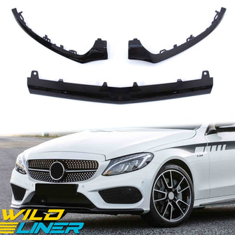 Black Front Lip Molding Trims 3PCS For Mercedes W205 C205 S205 A205 C43 AMG 2015-2018 di98