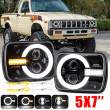 Pair 7x6'' 5x7'' LED Projector Headlights w/DRL For Toyota HiAce Hilux 1983-1997