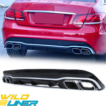 Gloss Black Rear Diffuser w/ Silver Exhaust Tips for Mercedes C207 E250 E400 E500 E550 Coupe AMG 2014-2017