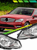 Pair LH+RH Head Light Lamp Halogen (Chrome) For Mercedes Benz C Class W204 LCI 2010-2014 Sedan / Wagon / Coupe