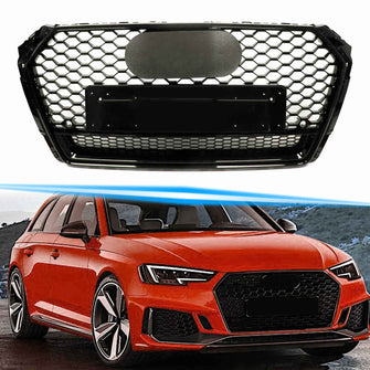 RS4 Style Honeycomb Front Bumper Grille For Audi A4 S4 B9 2017–2019