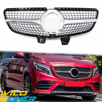 Chrome Diamond Front Grill For Mercedes Benz V-Class W447 2020-2022