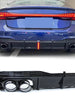 Gloss Black Rear Diffuser w/ Light + Exhaust Tips for Audi A7 C8 S-line S7 2019-2023