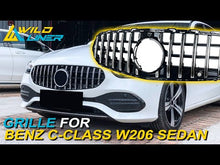 Chrome GT Front Bumper Grille for Mercedes W206 S206 C200 Non-AMG 2022-2024