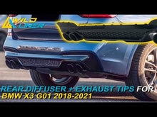 Gloss Black Rear Diffuser + Exhaust Tips Replace for BMW X3 G01 M-Sport 2018-2021