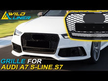 RS7 Style Glossy Black Front Grille Grill for Audi A7 S-line S7 2016-2018 fg47