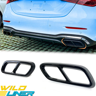 WildLiner Gloss Black Rear Exhaust Pipe Cover Trim For Mercedes Benz C Class W206 2022-2023