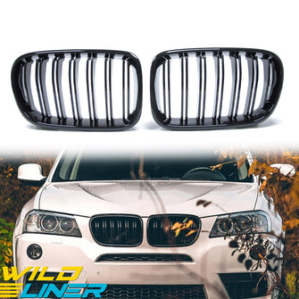 Front Bumper Kidney Grille Grill Glossy Black For BMW X3 F25 Pre-LCI 2011-2014 fg122