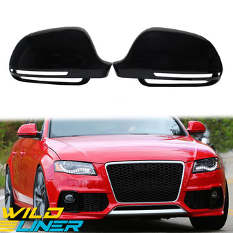 Gloss Black Side Mirror Cover Caps for Audi A4 S4 B8 A5 S5 8T Q3 2008-2012