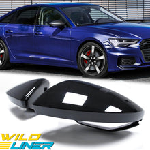 Black Mirror Caps Cover Audi A6 C8 S6 RS6 A7 S7 w/ Lane Assist 2019-2024