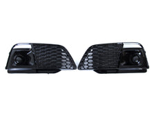 Black Front Bumper Fog Light Grilles Cover w/ ACC For Audi Q5 Sport SQ5 2018-2020